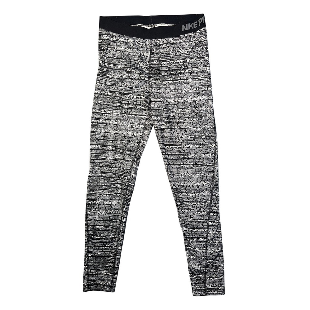 Nike Pro Dri-FIT Women's XL Leggings Black White Gray Marled Athletic‎